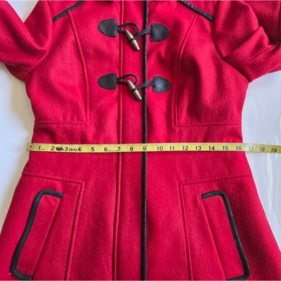 Women's Guess Red Toggle Wool Blend Duffle Coat - Picture 10 of 15